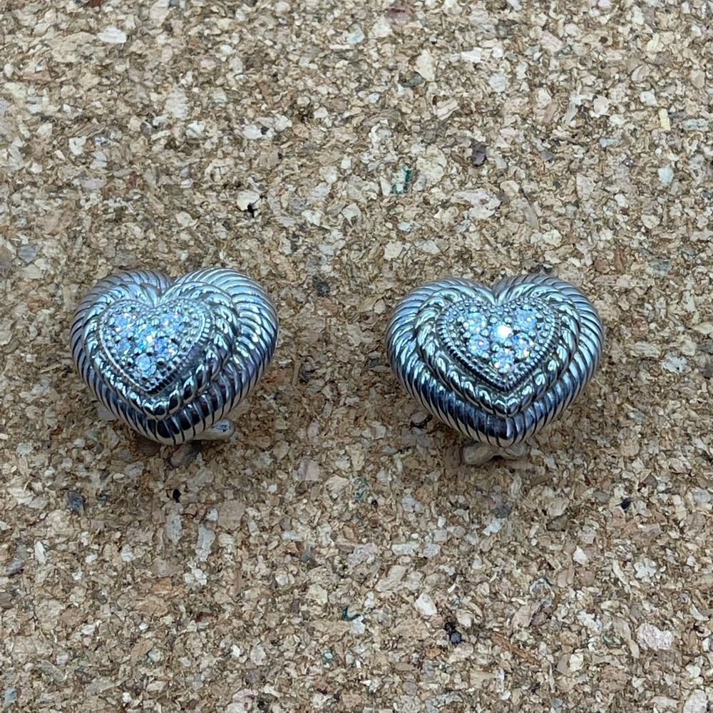 Judith Ripka silver heart earrings